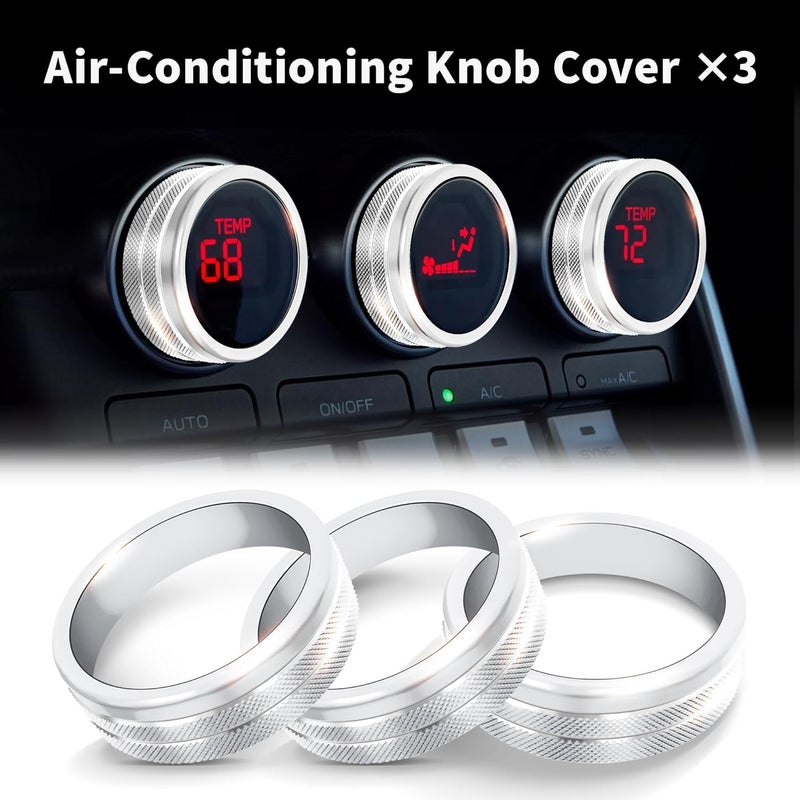 Polodunn 7-Piece Aluminum Alloy Knob Cover Trim Set for GR86 2021-2026 Accessories - Push Start Button/AC Climate/Volume/Rearview Mirror (Silver) - Image 2